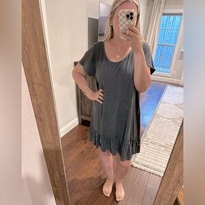 Nikki and Alex boutique navy ruffle bottom shift dress